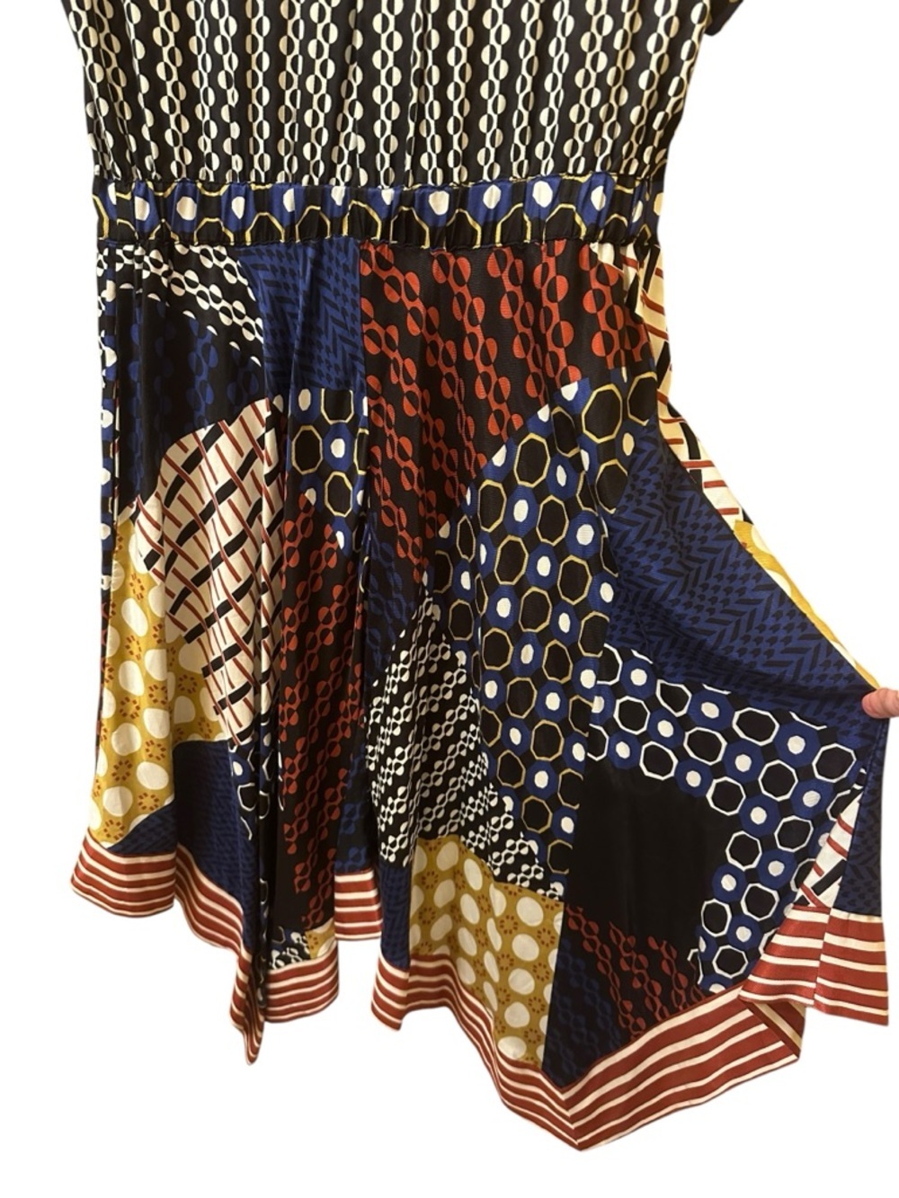 Maeve by Anthropologie Navy and Yellow Patterned Dress size S/m - Picture 5 of 13